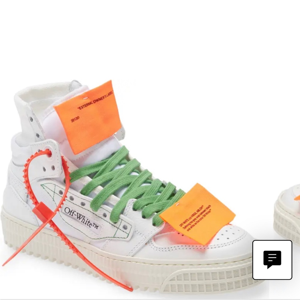 Off-White Women's Sneakers with Green Laces